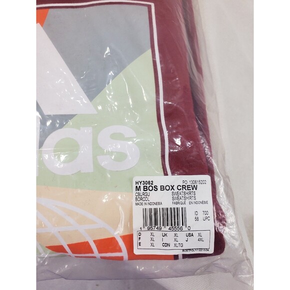 Adidas Graphic Fleece Sweatshirt Red/Maroon Men’s XL HY3062 NWT - Picture 8 of 9
